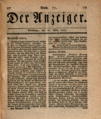 Der Anzeiger (Allgemeiner Anzeiger der Deutschen) Dienstag 26. März 1793