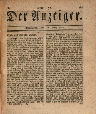 Der Anzeiger (Allgemeiner Anzeiger der Deutschen) Mittwoch 27. März 1793