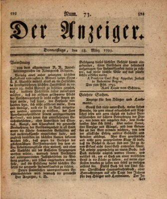 Der Anzeiger (Allgemeiner Anzeiger der Deutschen) Donnerstag 28. März 1793