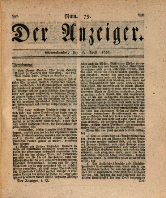 Der Anzeiger (Allgemeiner Anzeiger der Deutschen) Samstag 6. April 1793