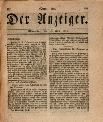 Der Anzeiger (Allgemeiner Anzeiger der Deutschen) Mittwoch 10. April 1793