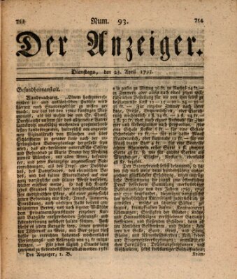 Der Anzeiger (Allgemeiner Anzeiger der Deutschen) Dienstag 23. April 1793