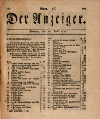 Der Anzeiger (Allgemeiner Anzeiger der Deutschen) Freitag 26. April 1793