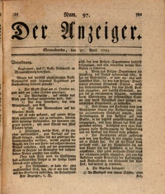 Der Anzeiger (Allgemeiner Anzeiger der Deutschen) Samstag 27. April 1793