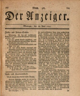 Der Anzeiger (Allgemeiner Anzeiger der Deutschen) Montag 29. April 1793