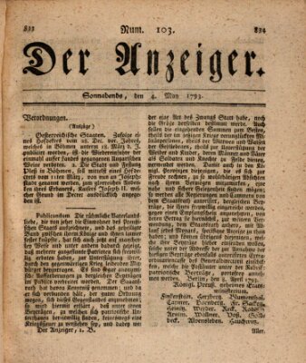 Der Anzeiger (Allgemeiner Anzeiger der Deutschen) Samstag 4. Mai 1793