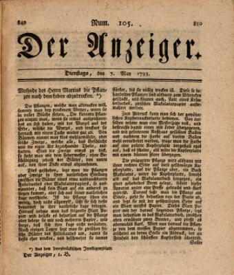 Der Anzeiger (Allgemeiner Anzeiger der Deutschen) Dienstag 7. Mai 1793