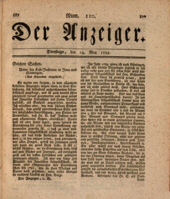 Der Anzeiger (Allgemeiner Anzeiger der Deutschen) Dienstag 14. Mai 1793