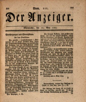 Der Anzeiger (Allgemeiner Anzeiger der Deutschen) Mittwoch 15. Mai 1793