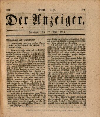 Der Anzeiger (Allgemeiner Anzeiger der Deutschen) Freitag 17. Mai 1793