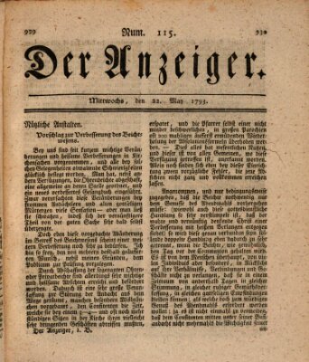 Der Anzeiger (Allgemeiner Anzeiger der Deutschen) Mittwoch 22. Mai 1793