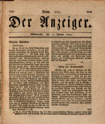 Der Anzeiger (Allgemeiner Anzeiger der Deutschen) Mittwoch 5. Juni 1793