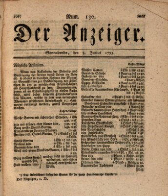 Der Anzeiger (Allgemeiner Anzeiger der Deutschen) Samstag 8. Juni 1793