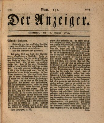 Der Anzeiger (Allgemeiner Anzeiger der Deutschen) Montag 10. Juni 1793