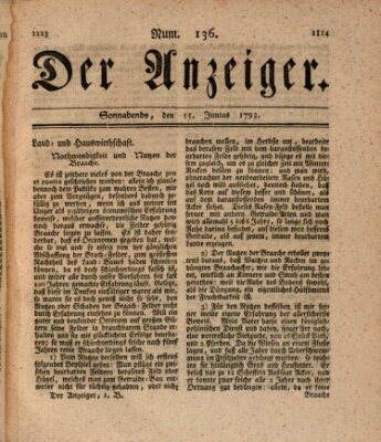 Der Anzeiger (Allgemeiner Anzeiger der Deutschen) Samstag 15. Juni 1793