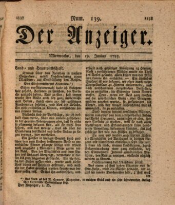 Der Anzeiger (Allgemeiner Anzeiger der Deutschen) Mittwoch 19. Juni 1793