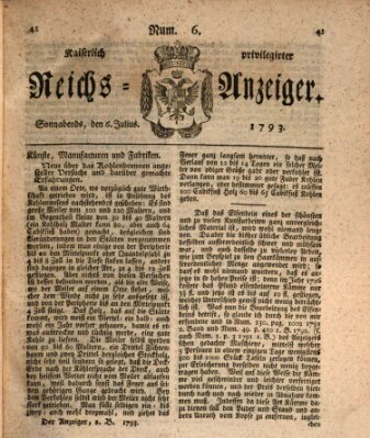 Kaiserlich privilegirter Reichs-Anzeiger (Allgemeiner Anzeiger der Deutschen) Samstag 6. Juli 1793