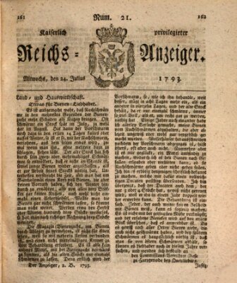 Kaiserlich privilegirter Reichs-Anzeiger (Allgemeiner Anzeiger der Deutschen) Mittwoch 24. Juli 1793