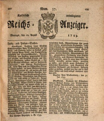 Kaiserlich privilegirter Reichs-Anzeiger (Allgemeiner Anzeiger der Deutschen) Montag 12. August 1793