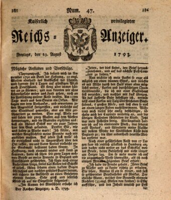 Kaiserlich privilegirter Reichs-Anzeiger (Allgemeiner Anzeiger der Deutschen) Freitag 23. August 1793