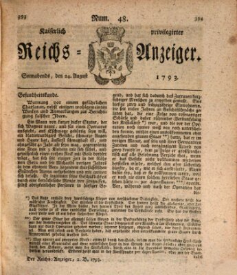 Kaiserlich privilegirter Reichs-Anzeiger (Allgemeiner Anzeiger der Deutschen) Samstag 24. August 1793