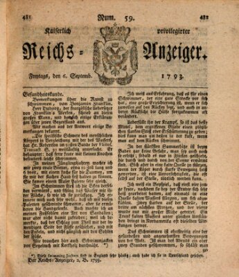 Kaiserlich privilegirter Reichs-Anzeiger (Allgemeiner Anzeiger der Deutschen) Freitag 6. September 1793