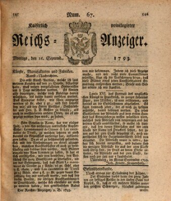 Kaiserlich privilegirter Reichs-Anzeiger (Allgemeiner Anzeiger der Deutschen) Montag 16. September 1793