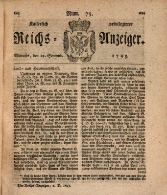 Kaiserlich privilegirter Reichs-Anzeiger (Allgemeiner Anzeiger der Deutschen) Mittwoch 25. September 1793