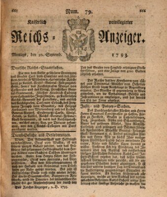 Kaiserlich privilegirter Reichs-Anzeiger (Allgemeiner Anzeiger der Deutschen) Montag 30. September 1793