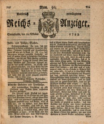 Kaiserlich privilegirter Reichs-Anzeiger (Allgemeiner Anzeiger der Deutschen) Samstag 12. Oktober 1793