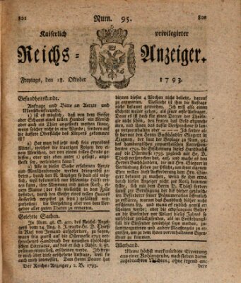 Kaiserlich privilegirter Reichs-Anzeiger (Allgemeiner Anzeiger der Deutschen) Freitag 18. Oktober 1793