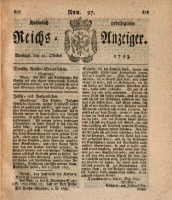 Kaiserlich privilegirter Reichs-Anzeiger (Allgemeiner Anzeiger der Deutschen) Montag 21. Oktober 1793