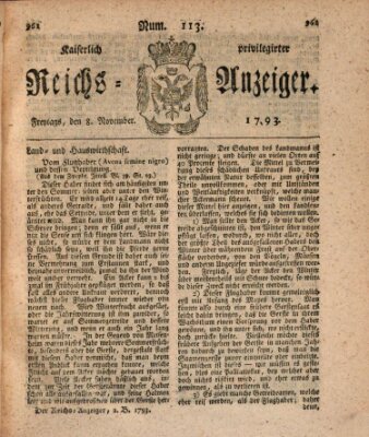 Kaiserlich privilegirter Reichs-Anzeiger (Allgemeiner Anzeiger der Deutschen) Freitag 8. November 1793