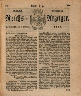 Kaiserlich privilegirter Reichs-Anzeiger (Allgemeiner Anzeiger der Deutschen) Samstag 9. November 1793