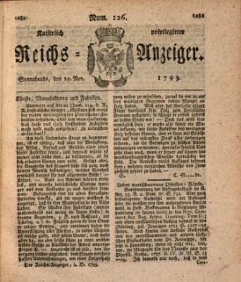 Kaiserlich privilegirter Reichs-Anzeiger (Allgemeiner Anzeiger der Deutschen) Samstag 23. November 1793