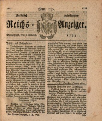 Kaiserlich privilegirter Reichs-Anzeiger (Allgemeiner Anzeiger der Deutschen) Donnerstag 28. November 1793