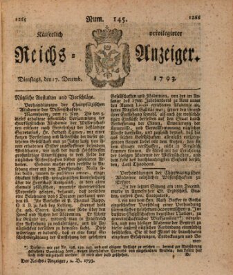 Kaiserlich privilegirter Reichs-Anzeiger (Allgemeiner Anzeiger der Deutschen) Dienstag 17. Dezember 1793