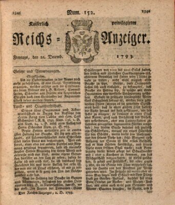 Kaiserlich privilegirter Reichs-Anzeiger (Allgemeiner Anzeiger der Deutschen) Donnerstag 26. Dezember 1793