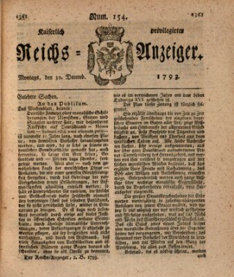 Kaiserlich privilegirter Reichs-Anzeiger (Allgemeiner Anzeiger der Deutschen) Montag 30. Dezember 1793