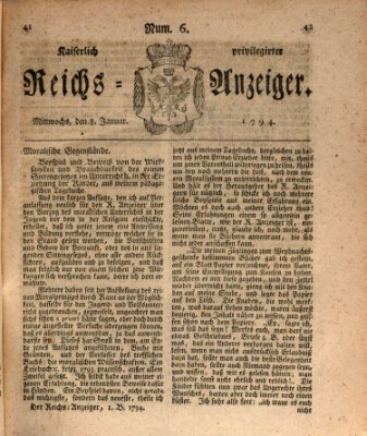 Kaiserlich privilegirter Reichs-Anzeiger (Allgemeiner Anzeiger der Deutschen) Mittwoch 8. Januar 1794