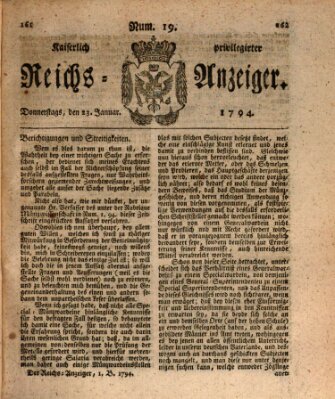 Kaiserlich privilegirter Reichs-Anzeiger (Allgemeiner Anzeiger der Deutschen) Donnerstag 23. Januar 1794