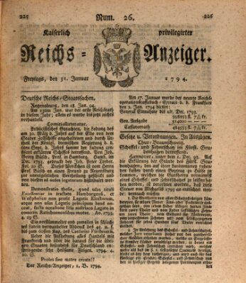 Kaiserlich privilegirter Reichs-Anzeiger (Allgemeiner Anzeiger der Deutschen) Freitag 31. Januar 1794