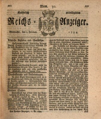 Kaiserlich privilegirter Reichs-Anzeiger (Allgemeiner Anzeiger der Deutschen) Mittwoch 5. Februar 1794