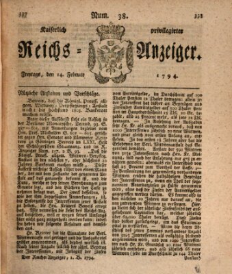 Kaiserlich privilegirter Reichs-Anzeiger (Allgemeiner Anzeiger der Deutschen) Freitag 14. Februar 1794