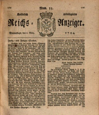 Kaiserlich privilegirter Reichs-Anzeiger (Allgemeiner Anzeiger der Deutschen) Donnerstag 6. März 1794