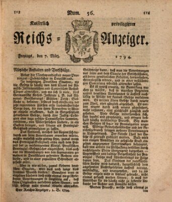 Kaiserlich privilegirter Reichs-Anzeiger (Allgemeiner Anzeiger der Deutschen) Freitag 7. März 1794