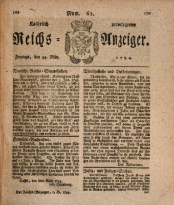 Kaiserlich privilegirter Reichs-Anzeiger (Allgemeiner Anzeiger der Deutschen) Freitag 14. März 1794
