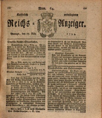 Kaiserlich privilegirter Reichs-Anzeiger (Allgemeiner Anzeiger der Deutschen) Montag 17. März 1794