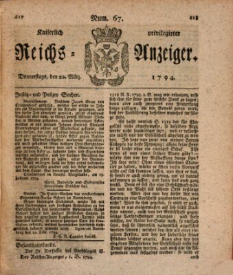 Kaiserlich privilegirter Reichs-Anzeiger (Allgemeiner Anzeiger der Deutschen) Donnerstag 20. März 1794