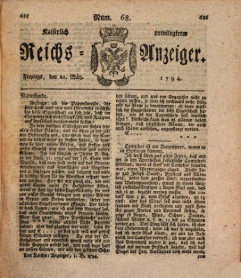 Kaiserlich privilegirter Reichs-Anzeiger (Allgemeiner Anzeiger der Deutschen) Freitag 21. März 1794